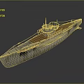 Vintage Style Submarine Featuring Wooden Deck White Hull Railing And Antenna