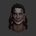 Game and Movie 3D Character Model With Dreadlocks Silver Headband Blue Eyes Beard And Earrings