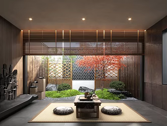 Zen patio courtyard landscape plants moss landscape sketch patio landscape 3d model