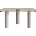 Modern Round Glass Top Coffee Table With Three Fluted Metal Column Legs