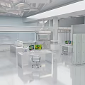 White Lab Interior With Workstations Computers And Modern Design Elements