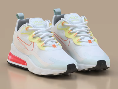 Trendy White Sneakers With Vibrant Color Accents And Modern Design 3d model