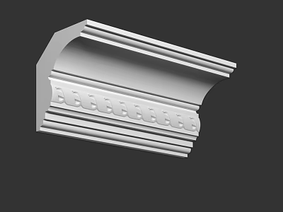White Architectural Decorative Component With Ornate Carved Details And Cornice Design 3d model