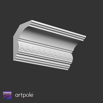 White Architectural Decorative Component With Ornate Carved Details And Cornice Design 3d model