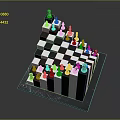 Unique 3D Black And White Layered Chessboard With Arranged Chess Pieces