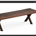 Wooden Benches With X Shaped Legs And Textured Surfaces In Two Tones