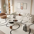 Cream wind sofa coffee table combination 3d model