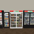 Multiple Commercial Display Refrigerators Stocked With Assorted Beverages In Retail Shop