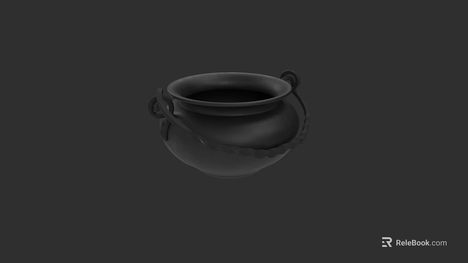 Black Ceramic Vessel With Decorative Handles And Woven Design Details 3d model 