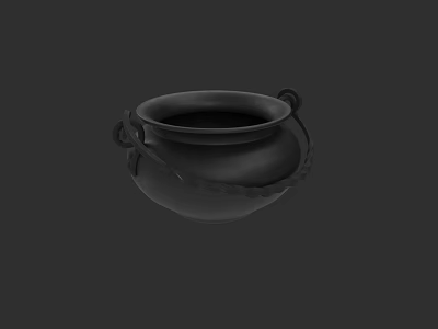 Black Ceramic Vessel With Decorative Handles And Woven Design Details 3d model