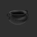 Black Ceramic Vessel With Decorative Handles And Woven Design Details