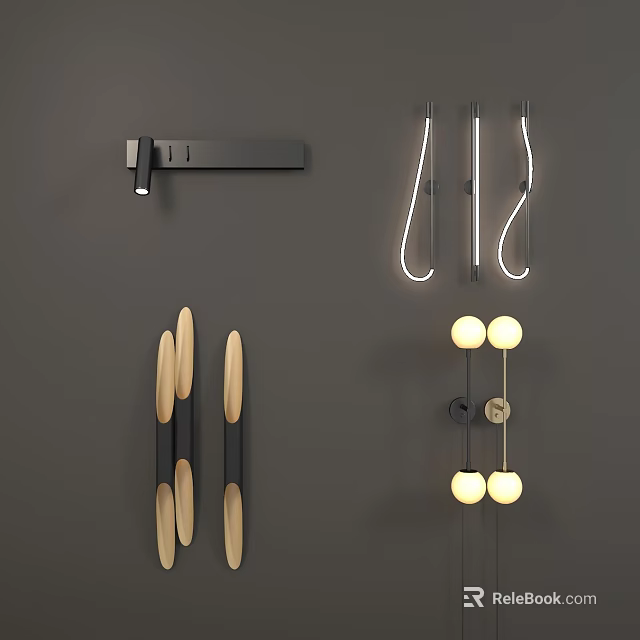 Modern Wall Lamps With Various Designs Shapes And Materials For Interior 3d model 