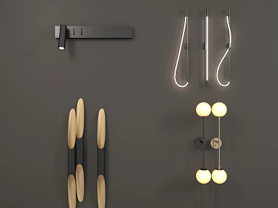 Modern Wall Lamps With Various Designs Shapes And Materials For Interior 3d model