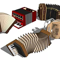 Vintage Accordion Instruments With Various Colors Styles And Bellows Designs