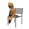 Cute Fox Shaped Stuffed Doll Sitting On Metal Striped Chair
