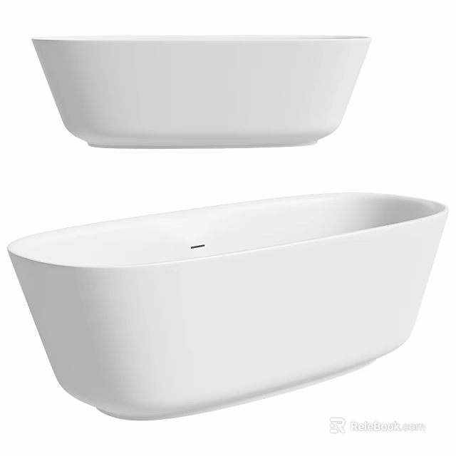 White Freestanding Bathtub with Modern Sleek Design and Oval Shape for Contemporary Bathroom 3d model 