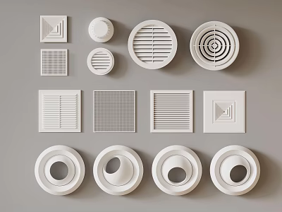 Various Stylish Air Conditioner Vents With Different Shapes And Grille Designs 3d model