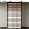Modern Grid Room Divider With Wooden Frame Translucent Panels And Lighting 3d model
