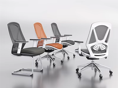Modern Mesh Back Office Chair With Swivel Wheels And Multi Color Design 3d model