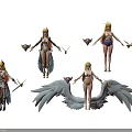 Game and Movie Character With Multiple Outfits Weapons and Angel Wings Design