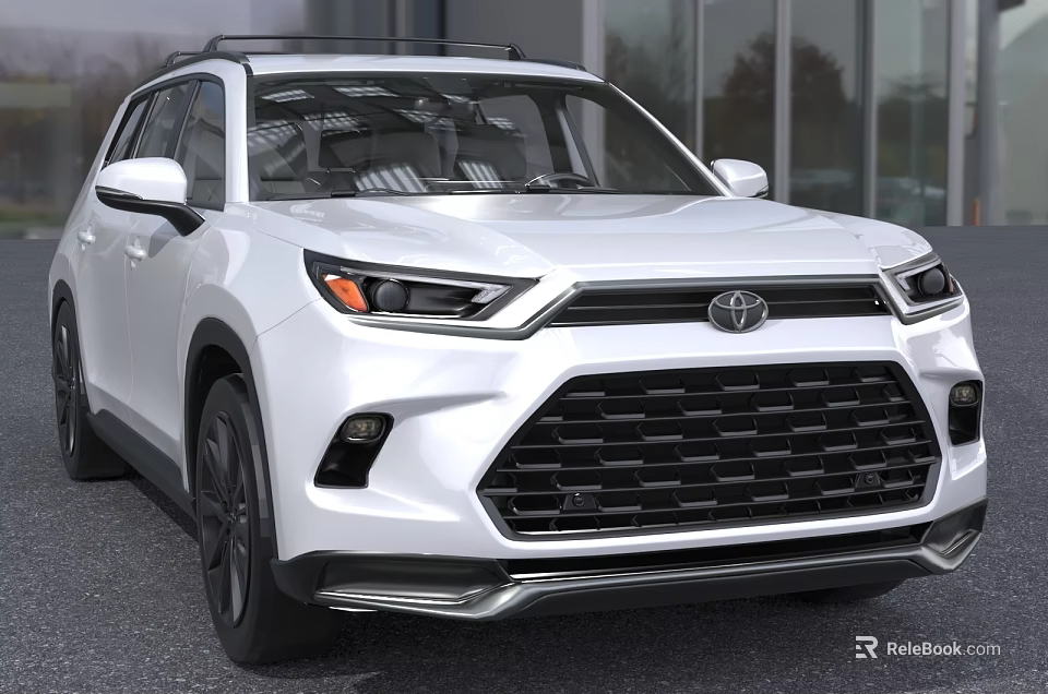 White Toyota SUV With Stylish Front Grille And Black Wheels 3d model 