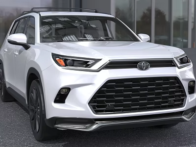 White Toyota SUV With Stylish Front Grille And Black Wheels 3d model
