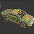 Futuristic Yellow Solar Powered Car With TAXI Sign Unique Wheels And Modern Design