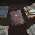 Diverse Open and Stacked Books Collection Featuring Flat Lying Copies and Vintage Covers