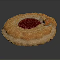 Golden Crust Pastry with Red Jam Filling Round Shape and Flaky Texture