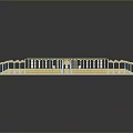 Ornamental Circular Platform with Yellow Blue Geometric Pattern and White Railings and Extended Decorative Sections