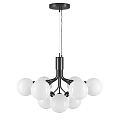 Modern Black Frame Chandelier With Multiple White Globes For Interior Decor 3d model