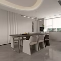 Modern Open Living Dining Area Interior With White Sofa And Marble Accent Wall 3d model