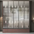 Modern Wine Cabinet With Glass Doors And Shelves For Wine Bottles And Glasses