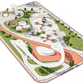 Park Landscape Design With Curved Walking Paths Green Lawns And Water Features