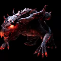 Game Movie Character Fiery Lava Monster With Red Glowing Eyes Spiked Body And Sharp Claws