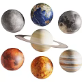 Colorful Solar System Planets Including Saturn With Rings Earth And Jupiter