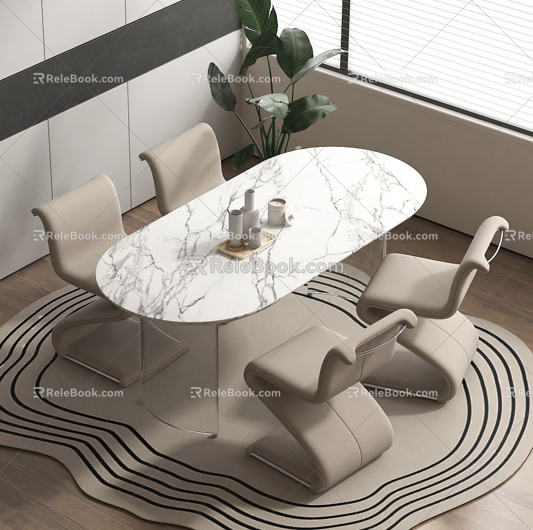 Modern Dining Table and Chair Dining Chair 3d model