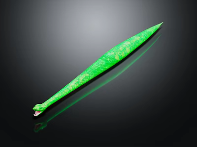 Realistic Green Snake With Slender Body Open Mouth On Black Background 3d model