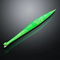 Realistic Green Snake With Slender Body Open Mouth On Black Background