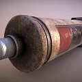 Old Rusty Metal Syringe With Red Stripe And Surface Graduations Details