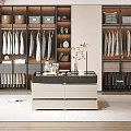 Walk in Closet Interior Design With Central Island Open Drawers And Storage Cabinets