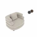 Plush Beige Accent Chair with Thick Armrests and Comfortable Pillow Modern Cozy Design