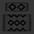 Square Area Rug With Geometric Diamond Patterns And Fringed Edges In Neutral Tones