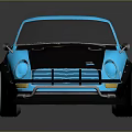 Blue Retro Modified Sports Car With Sleek Body And Green Accent Wheels