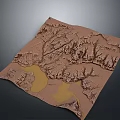 Detailed Realistic 3D Terrain Model Showcasing Mountain Ranges And Lake Features 3d model