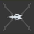 Gray Drone Frame Structure With Four Extended Arms And Mounting Holes Design 3d model