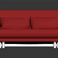 Modern Red Upholstered Sofa Bed With Two Pillows And White Legs