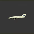 Light Colored Twin Propeller Model Airplane With Round Windows And Tail Logo