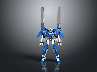 Game Movie Character Blue And White Mech With Large Back Cannons Mechanical Design 3d model