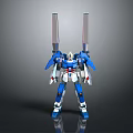 Game Movie Character Blue And White Mech With Large Back Cannons Mechanical Design